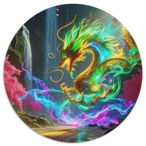 Drachen 1000 Teile Circular Puzzles Erwachsene Und Kinder, Schwer, Stressfreisetzung Spielzeug Geschenke Für Mama, 1000pcs (67.5x67.5cm) von GKWEQPQWK