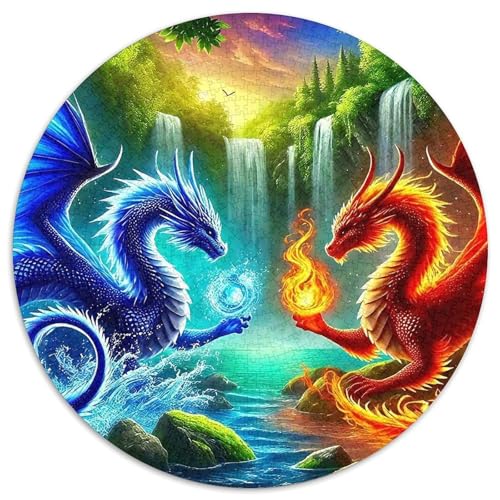 Drachen 1000 Teile Circular Puzzles Erwachsene Und Kinder, Schwer, Verringerter Druck Rundes Für Erwachsene Geschenke Für Mama, 1000pcs (67.5x67.5cm) von GKWEQPQWK