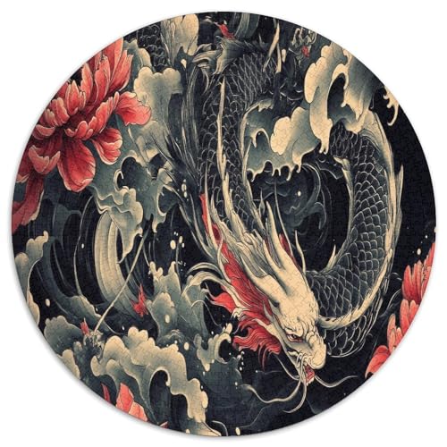 Drachen 1000 Teile Circular Puzzles Erwachsene Und Kinder, Schwer, Verringerter Druck Stressfreisetzung Spielzeug Geschenke Für Mama, 1000pcs (67.5x67.5cm) von GKWEQPQWK
