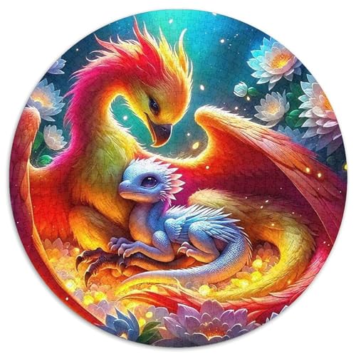Drachen 1000 Teile Circular Puzzles Erwachsene Und Kinder, Schwieriges Großes Pädagogisches Verringerter Druck Stressfreisetzung Spielzeug Geschenke Für Mama, 1000pcs (67.5x67.5cm) von GKWEQPQWK
