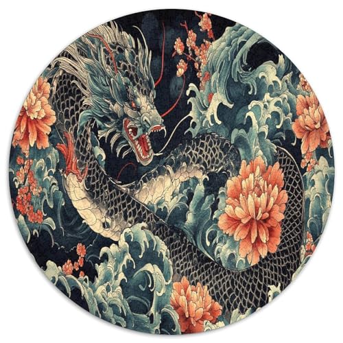 Drachen 1000 Teile Circular Puzzles Für Erwachsene Kinder - Schwer, Verringerter Druck Rundes Für Erwachsene Geschenke Für Mama, 1000pcs (67.5x67.5cm) von GKWEQPQWK