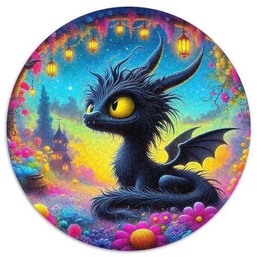 Drachen 1000 Teile Circular Puzzles Für Erwachsene Kinder - Schwer, Verringerter Druck Stressfreisetzung Spielzeug Geschenke Für Mama, 1000pcs (67.5x67.5cm) von GKWEQPQWK