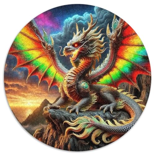 Drachen 1000 Teile Circular Puzzles Für Erwachsene Kinder Schwieriges Großes Pädagogisches Rundes Für Erwachsene Geschenke Für Mama, 1000pcs (67.5x67.5cm) von GKWEQPQWK