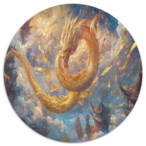 Drachen 1000 Teile Circular Puzzles Für Erwachsene Kinder Schwieriges Großes Pädagogisches Verringerter Druck Rundes Für Erwachsene Geschenke Für Mama, 1000pcs (67.5x67.5cm) von GKWEQPQWK