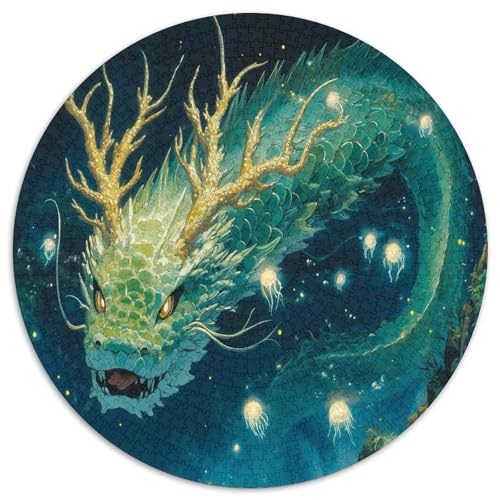 Drachen 1000 Teile Circular Puzzles Für Erwachsene Kinder Schwieriges Großes Pädagogisches Verringerter Druck Stressfreisetzung Spielzeug Geschenke Für Mama, 1000pcs (67.5x67.5cm) von GKWEQPQWK