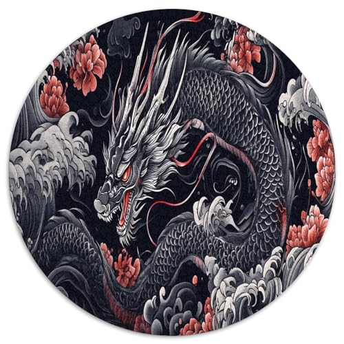 Drachen 1000 Teile Circular Puzzles Für Erwachsene Kinder Schwieriges Großes Pädagogisches Verringerter Druck Stressfreisetzung Spielzeug Geschenke Für Mama, 1000pcs (67.5x67.5cm) von GKWEQPQWK