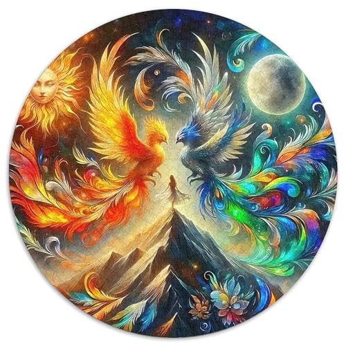Drachen 1000 Teile Circular Puzzles Für Erwachsene Kinder Schwieriges Unmögliches Für Stressfreisetzung Spielzeug Geschenke Für Mama, 1000pcs (67.5x67.5cm) von GKWEQPQWK