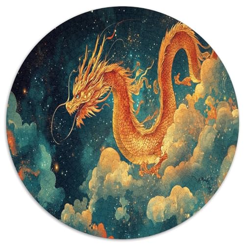 Drachen 1000 Teile Circular Puzzles Für Erwachsene Kinder Schwieriges Unmögliches Für Verringerter Druck Karton - Familien- Geschenke Für Mama, 1000pcs (67.5x67.5cm) von GKWEQPQWK