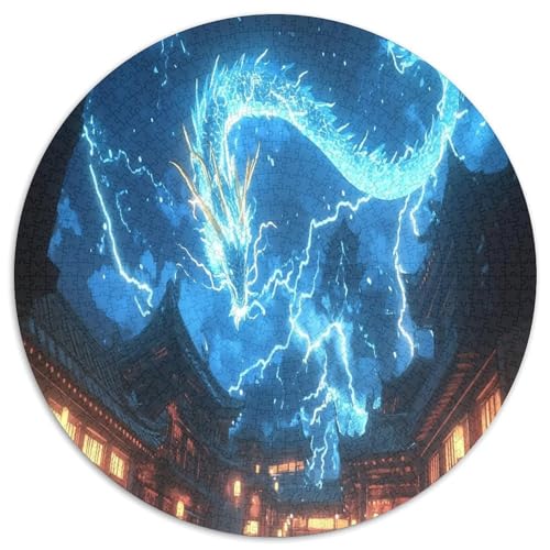 Drachen 1000 Teile Circular Puzzles Für Erwachsene Kinder Schwieriges Unmögliches Für Verringerter Druck Rundes Für Erwachsene Geschenke Für Mama, 1000pcs (67.5x67.5cm) von GKWEQPQWK