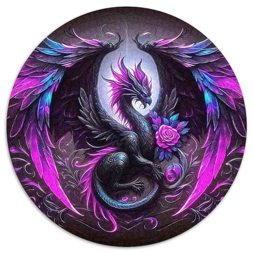 Drachen 1000 Teile Circular Puzzles Für Erwachsene Kinder Schwieriges Unmögliches Für Verringerter Druck Rundes Für Erwachsene Geschenke Für Mama, 1000pcs (67.5x67.5cm) von GKWEQPQWK