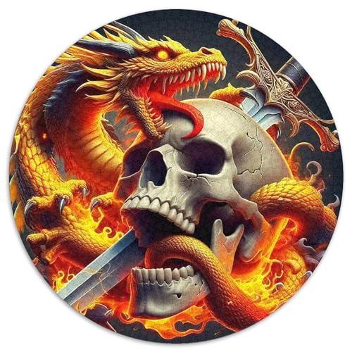 Drachen 1000 Teile Circular Puzzles Für Erwachsene Kinder Schwieriges Unmögliches Für Verringerter Druck Stressfreisetzung Spielzeug Geschenke Für Mama, 1000pcs (67.5x67.5cm) von GKWEQPQWK