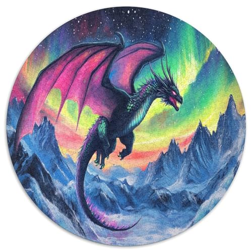 Drachen 1000 Teile Circular Puzzles Stressabbau-Spielzeugfür Erwachsene Kinder - Schwer, Karton - Familienpuzzle Geschenke Für Mama, 1000pcs (67.5x67.5cm) von GKWEQPQWK