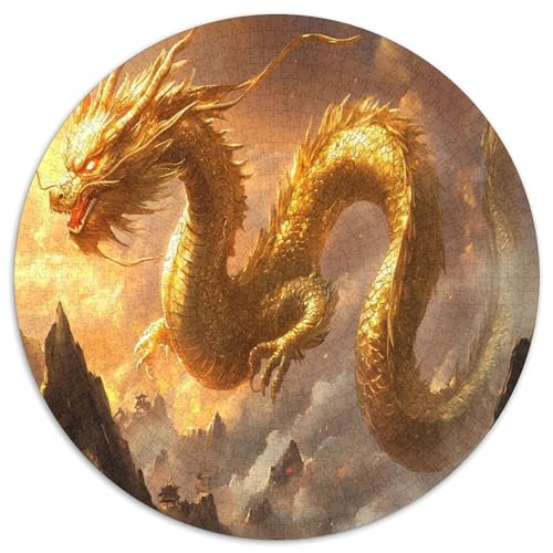 Drachen 1000 Teile Circular Puzzles Stressabbau-Spielzeugfür Erwachsene Kinder Schwieriges Großes Pädagogisches Rundes Für Erwachsene Geschenke Für Mama, 1000pcs (67.5x67.5cm) von GKWEQPQWK