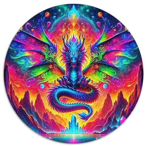 Drachen 1000 Teile Circular Puzzles Stressabbau-Spielzeugfür Erwachsene Kinder Schwieriges Großes Pädagogisches Verringerter Druck Stressfreisetzung Spielzeug Geschenke Für Mama, 1000pcs (67.5x67.5cm) von GKWEQPQWK