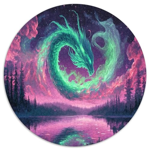 Drachen 1000 Teile Circular Puzzles Stressabbau-Spielzeugfür Erwachsene Kinder Schwieriges Unmögliches Für Rundes Für Erwachsene Geschenke Für Mama, 1000pcs (67.5x67.5cm) von GKWEQPQWK