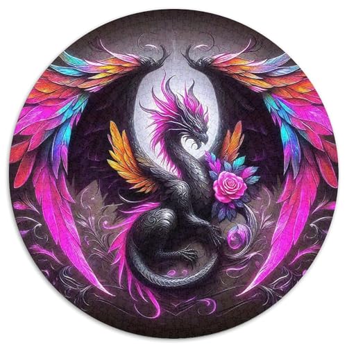 Drachen 1000 Teile Circular Puzzles Stressabbau-Spielzeugfür Erwachsene Kinder Schwieriges Unmögliches Für Rundes Für Erwachsene Geschenke Für Mama, 1000pcs (67.5x67.5cm) von GKWEQPQWK