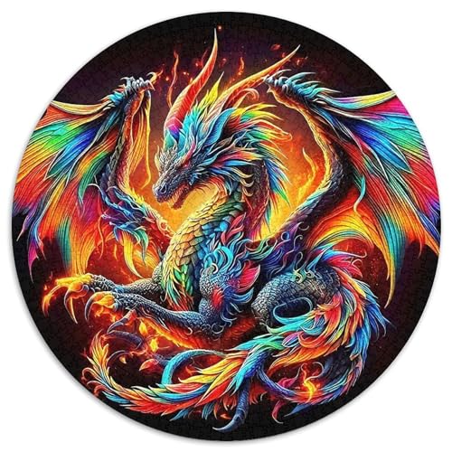 Drachen 1000 Teile Circular Puzzles Stressabbau-Spielzeugfür Erwachsene Kinder Schwieriges Unmögliches Für Rundes Für Erwachsene Geschenke Für Mama, 1000pcs (67.5x67.5cm) von GKWEQPQWK