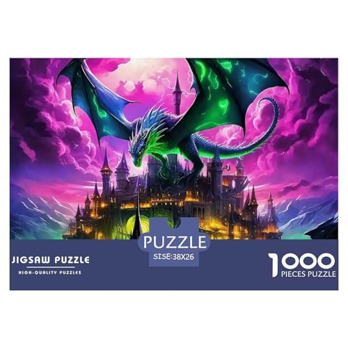 Drachen 1000 Teile Puzzle Für Erwachsene Und Kinder Ab 12 Jahren Kreative Unterhaltung Spaß Klassisches Premium Quality Familienspiel Geschenk Für Liebhaber Oder Freunde 38x26cm/1000pcs von GKWEQPQWK