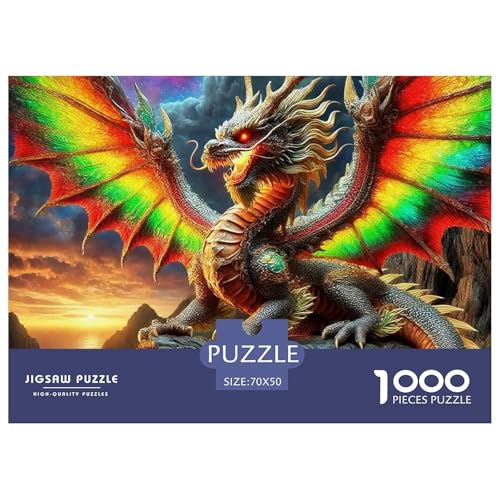 Drachen 1000 Teile Puzzle Für Erwachsene Und Kinder Herausforderndes Geschicklichkeitsspiel Für Die Ganze Familie Familienspiel Geschenk Für Liebhaber Oder Freunde 70x50cm/1000pcs von GKWEQPQWK