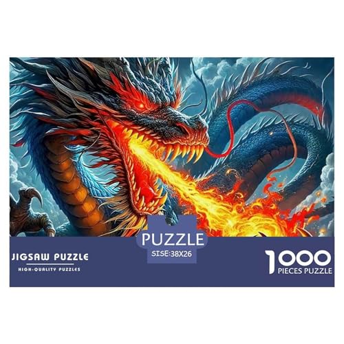 Drachen 1000 Teile Puzzle Für Erwachsene Und Kinder Kreative Unterhaltung Spaß Klassisches Premium Quality Familienspiel Geschenk Für Liebhaber Oder Freunde 38x26cm/1000pcs von GKWEQPQWK