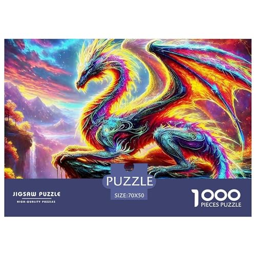 Drachen 1000 Teilen Puzzle Für Erwachsene Und Kinder Kreative Unterhaltung Spaß Klassisches Premium Quality Perfekt Für Spieleabende Geschenk Für Liebhaber Oder Freunde 70x50cm/1000pcs von GKWEQPQWK