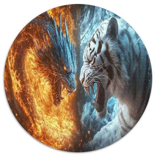 Drachen Tiger 1000 Teile Circular Puzzles Erwachsene Und Kinder, Schwieriges Großes Pädagogisches Verringerter Druck Stressfreisetzung Spielzeug Geschenke Für Mama, 1000pcs (67.5x67.5cm) von GKWEQPQWK