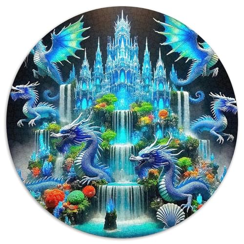 Drachenpalast 1000 Teile Drachen Thema Circular Puzzles Für Erwachsene Kinder Schwieriges Unmögliches Für Rundes Für Erwachsene Geschenke Für Mama, 1000pcs (67.5x67.5cm) von GKWEQPQWK