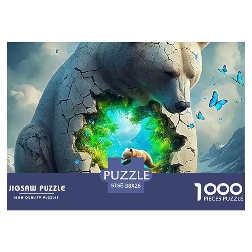 Eisbär 1000 Teile Puzzle Für Erwachsene Und Kinder Ab 12 Jahren Kreative Unterhaltung Spaß Klassisches Premium Quality Familienspiel Geschenk Für Liebhaber Oder Freunde 38x26cm/1000pcs von GKWEQPQWK