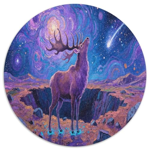 Elch 1000 Teile Circular Puzzles Erwachsene Und Kinder, Schwieriges Großes Pädagogisches Stressfreisetzung Spielzeug Geschenke Für Mama, 1000pcs (67.5x67.5cm) von GKWEQPQWK