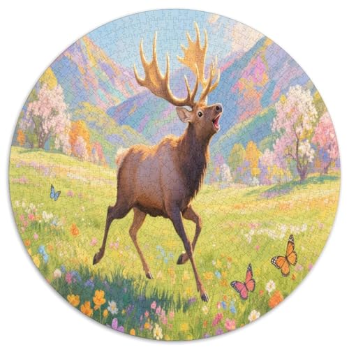 Elch 1000 Teile Circular Puzzles Stressabbau-Spielzeugfür Erwachsene Kinder - Schwer, Verringerter Druck Stressfreisetzung Spielzeug Geschenke Für Mama, 1000pcs (67.5x67.5cm) von GKWEQPQWK