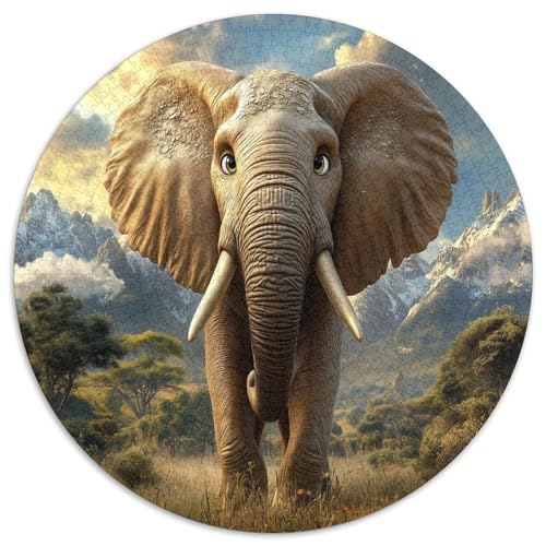Elefanten 1000 Teile Circular Puzzles Erwachsene Und Kinder, Schwieriges Großes Pädagogisches Stressfreisetzung Spielzeug Geschenke Für Mama, 1000pcs (67.5x67.5cm) von GKWEQPQWK