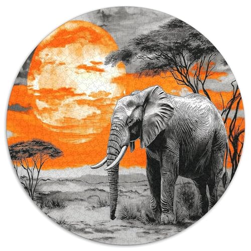 Elefanten 1000 Teile Circular Puzzles Erwachsene Und Kinder, Schwieriges Unmögliches Für Verringerter Druck Stressfreisetzung Spielzeug Geschenke Für Mama, 1000pcs (67.5x67.5cm) von GKWEQPQWK