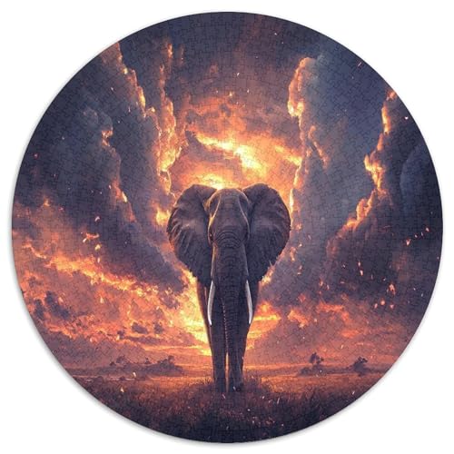 Elefanten 1000 Teile Circular Puzzles Für Erwachsene Kinder - Schwer, Karton - Familien- Geschenke Für Mama, 1000pcs (67.5x67.5cm) von GKWEQPQWK