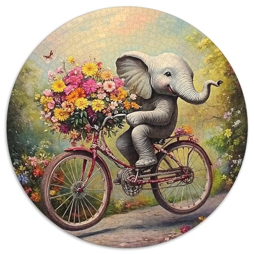Elefanten 1000 Teile Circular Puzzles Für Erwachsene Kinder - Schwer, Stressfreisetzung Spielzeug Geschenke Für Mama, 1000pcs (67.5x67.5cm) von GKWEQPQWK