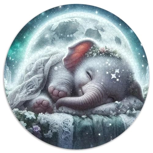 Elefanten 1000 Teile Circular Puzzles Für Erwachsene Kinder - Schwer, Stressfreisetzung Spielzeug Geschenke Für Mama, 1000pcs (67.5x67.5cm) von GKWEQPQWK