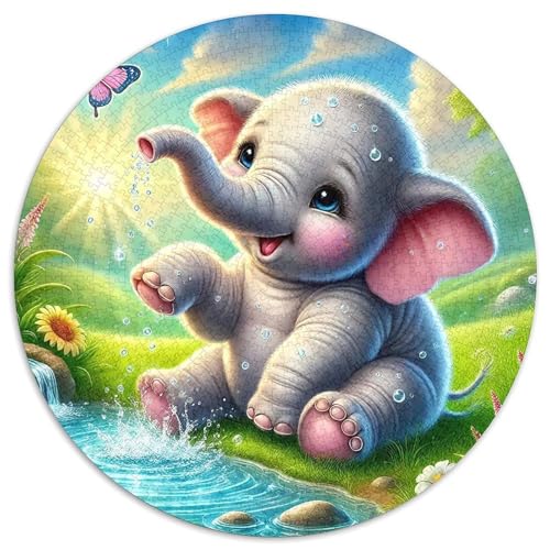 Elefanten 1000 Teile Circular Puzzles Für Erwachsene Kinder - Schwer, Stressfreisetzung Spielzeug Geschenke Für Mama, 1000pcs (67.5x67.5cm) von GKWEQPQWK