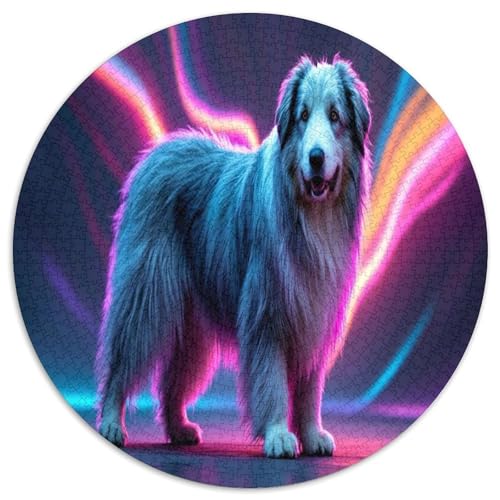 Englischer SchafeHund 1000 Teile Circular Puzzles Stressabbau-Spielzeugfür Erwachsene Kinder Schwieriges Unmögliches Für Karton - Familienpuzzle Geschenke Für Mama, 1000pcs (67.5x67.5cm) von GKWEQPQWK