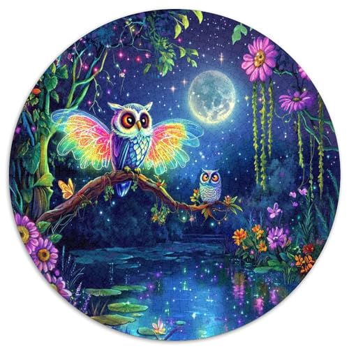 Eule 1000 Teile Circular Puzzles Stressabbau-Spielzeugfür Erwachsene Kinder - Schwer, Verringerter Druck Stressfreisetzung Spielzeug Geschenke Für Mama, 1000pcs (67.5x67.5cm) von GKWEQPQWK