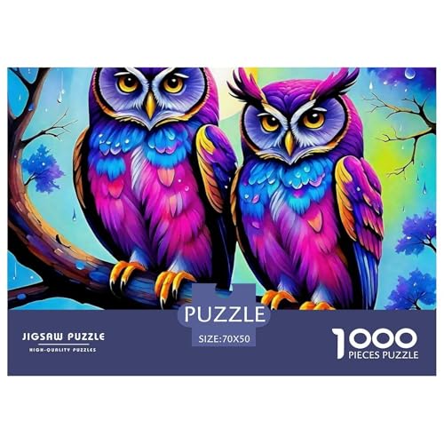 Eule 1000 Teilen Puzzle Für Erwachsene Und Kinder Herausforderndes Geschicklichkeitsspiel Für Die Ganze Familie Familienspiel Geschenk Für Liebhaber Oder Freunde 70x50cm/1000pcs von GKWEQPQWK