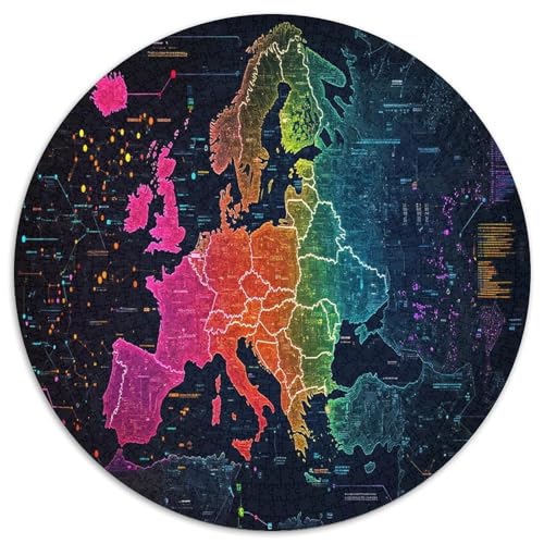 Europäische Karte 1000 Teile Circular Puzzles Stressabbau-Spielzeugfür Erwachsene Kinder - Schwer, Stressfreisetzung Spielzeug Geschenke Für Mama, 1000pcs (67.5x67.5cm) von GKWEQPQWK