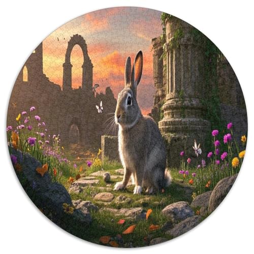 Europäisches Kaninchen 1000 Teile Circular Puzzles Für Erwachsene Kinder - Schwer, Verringerter Druck Stressfreisetzung Spielzeug Geschenke Für Mama, 1000pcs (67.5x67.5cm) von GKWEQPQWK