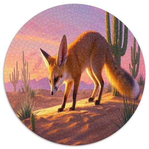 Fennec Fuchs 1000 Teile Circular Puzzles Stressabbau-Spielzeugfür Erwachsene Kinder - Schwer, Stressfreisetzung Spielzeug Geschenke Für Mama, 1000pcs (67.5x67.5cm) von GKWEQPQWK