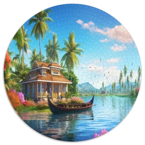 Ferienbucht 1000 Teile Circular Puzzles Erwachsene Und Kinder, Schwieriges Großes Pädagogisches Verringerter Druck Rundes Für Erwachsene Geschenke Für Mama, 1000pcs (67.5x67.5cm) von GKWEQPQWK