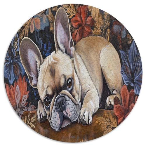 Französische BullHundges 1000 Teile Circular Puzzles Erwachsene Und Kinder, Schwer, Rundes Für Erwachsene Geschenke Für Mama, 1000pcs (67.5x67.5cm) von GKWEQPQWK