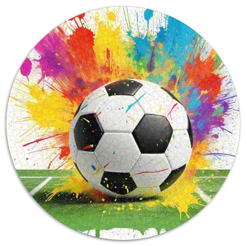 Fußball 1000 Teile Circular Puzzles Erwachsene Und Kinder, Schwer, Verringerter Druck Rundes Für Erwachsene Geschenke Für Mama, 1000pcs (67.5x67.5cm) von GKWEQPQWK