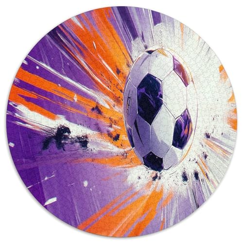 Fußball 1000 Teile Circular Puzzles Für Erwachsene Kinder - Schwer, Verringerter Druck Karton - Familien- Geschenke Für Mama, 1000pcs (67.5x67.5cm) von GKWEQPQWK