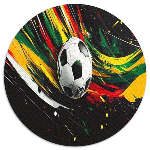 Fußball 1000 Teile Circular Puzzles Für Erwachsene Kinder Schwieriges Großes Pädagogisches Stressfreisetzung Spielzeug Geschenke Für Mama, 1000pcs (67.5x67.5cm) von GKWEQPQWK