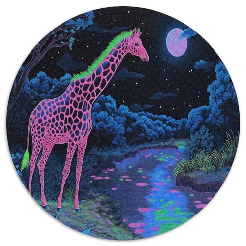 Giraffe 1000 Teile Circular Puzzles Stressabbau-Spielzeugfür Erwachsene Kinder Schwieriges Unmögliches Für Rundes Für Erwachsene Geschenke Für Mama, 1000pcs (67.5x67.5cm) von GKWEQPQWK