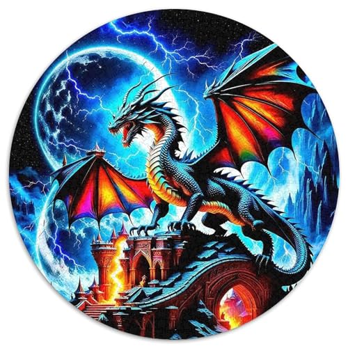 Göttlicher Drache 1000 Teile Drachen Thema Circular Puzzles Erwachsene Und Kinder, Schwer, Karton - Familien- Geschenke Für Mama, 1000pcs (67.5x67.5cm) von GKWEQPQWK