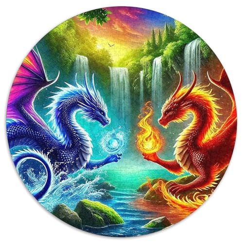 Göttlicher Drache 1000 Teile Drachen Thema Circular Puzzles Erwachsene Und Kinder, Schwieriges Großes Pädagogisches Rundes Für Erwachsene Geschenke Für Mama, 1000pcs (67.5x67.5cm) von GKWEQPQWK